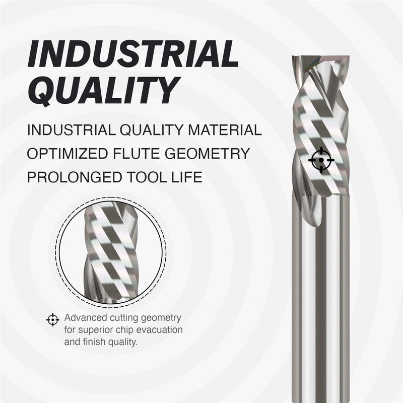 ZahyoX 1/2 Inch Compression Spiral CNC Bit, 1/2" Cutting Dia, 1/2" Shank, 1-1/4" Cutting Length, 3" Overall Length, CNC Router Bits, Plunge Cut End Mill / 1-1/4"CL