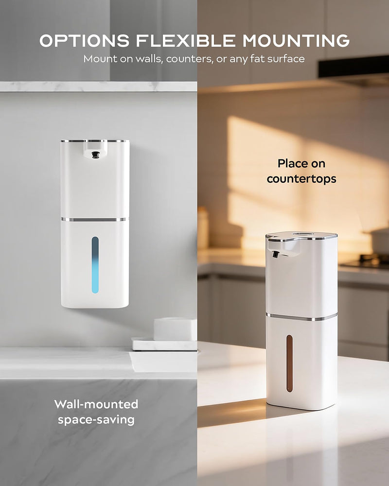 Automatic Soap Dispenser Touchless, 6-Level Adjustable,13.5oz/400ml Rechargeabled Wall Mounted Smart for Bathroom and Kitchen Dish Soap,White White Gel