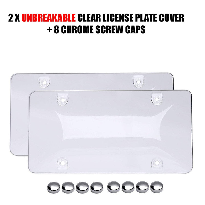 BLVD-LPF OBEY YOUR LUXURY Unbreakable License Plate Shields - [Pack of 2] Clear Bubble, Novelty Plate Covers with Fastening Screws, Screw Driver | Automotive Accessories