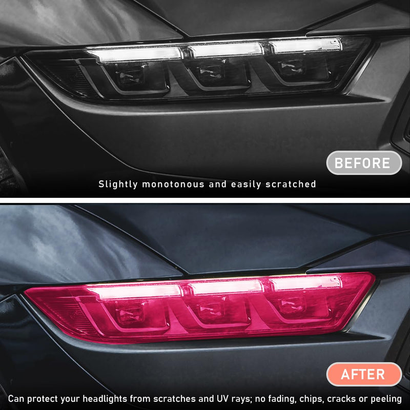 Car Light Tint Film, 12×48 Inch Tint Vinyl Wrap Film Roll with Squeegee and Cutter, Self-Adhesive Film Sticker for Car Headlights Tail Lights Fog Lights, Car Accessories (Pink)
