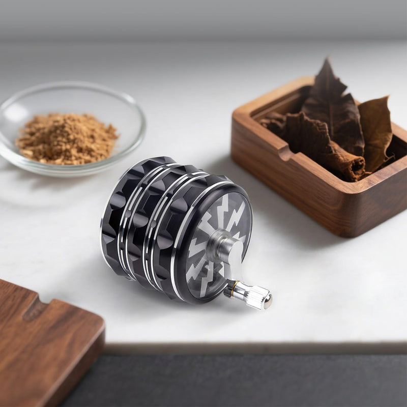 Hand Crank Grinder, 2.5 Inch Potable Large Grinder With Clear Top Cover Best Gift-Black Black