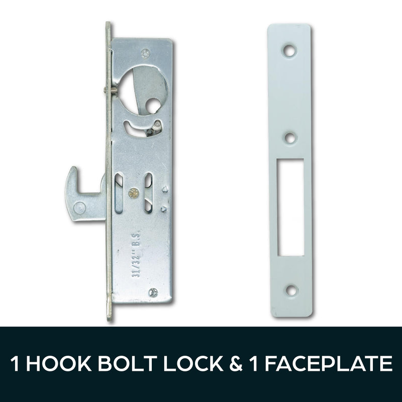 Summit DOORWARE Mortise Hook Bolt Lock | Adams Rite Style Door Lock Replacement Parts for MS1850S-X5X Series Locks | Mortise Lock for Maximum Security | 31/32" Backset - Aluminum Finish 1-1/8"