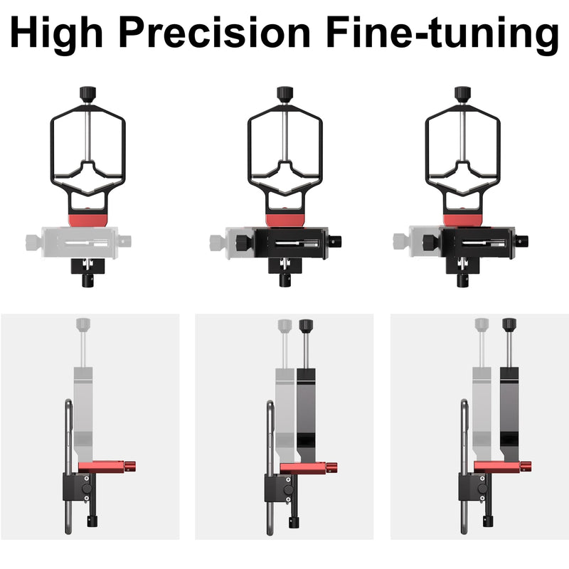 Digiscoping Spotting Scope Phone Adapter - 3-Axis Universal Fine Tuning Metal Smartphone Holder Mount for Spotting Scope Monocular Binos Microscope/Attach Cell Phone Camera's Lens for Bird Watching