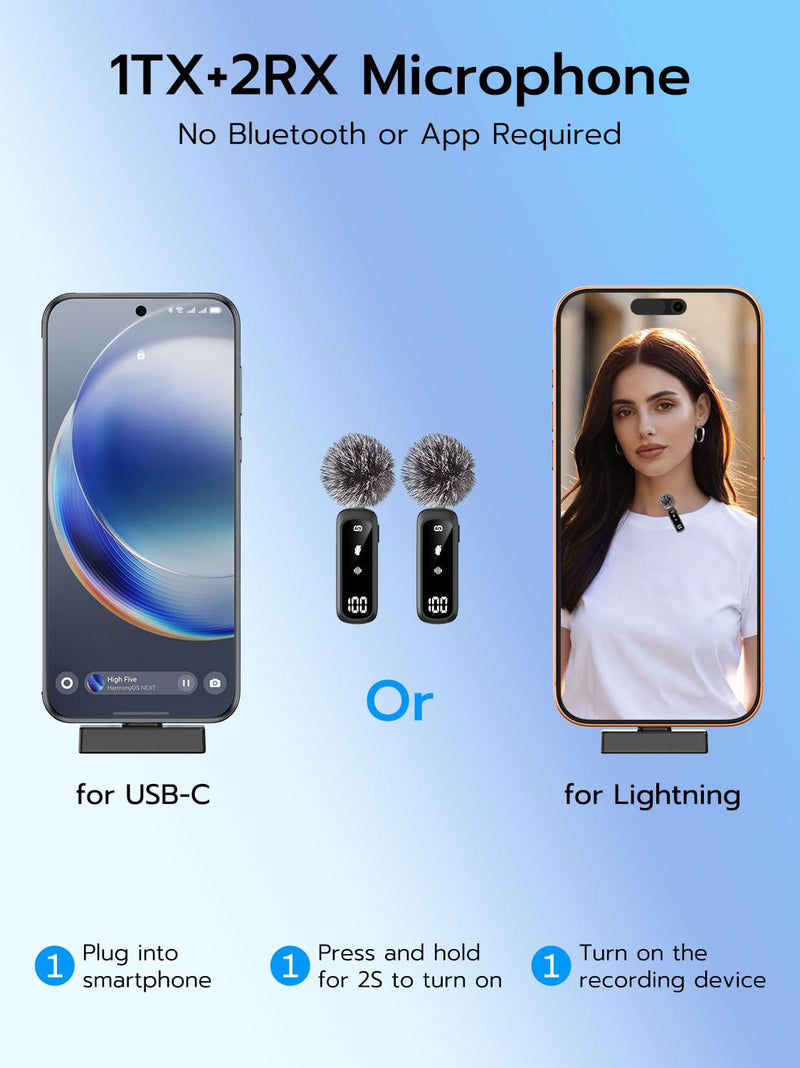 USKEYVISION Vlogging Kit, Content Creator Essentials w/Light & Lavalier Mic | Magnetic Selfie Stick Tripod for iPhone with Light, Vlogging Microphone for Content Creators, Youtube Recording(SPT-02Combol) Black