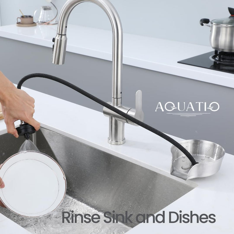 2 in1 Glass Rinser for Kitchen Sink - Stainless Steel Cup Cleaner - Counter Top Bottle Washer - Kitchen Sink Accessories - Attachements - Sink Sprayer (Nickel) Nickel