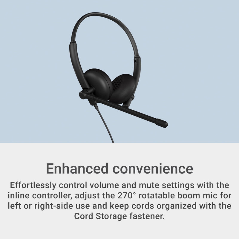 Dell Wired Headset WH125, Boom Mic, Black | USB Type-A, Mac & Windows, Leatherette Cushions, 270° Rotational Mic, Computer Use Dell Wired Headset - WH125