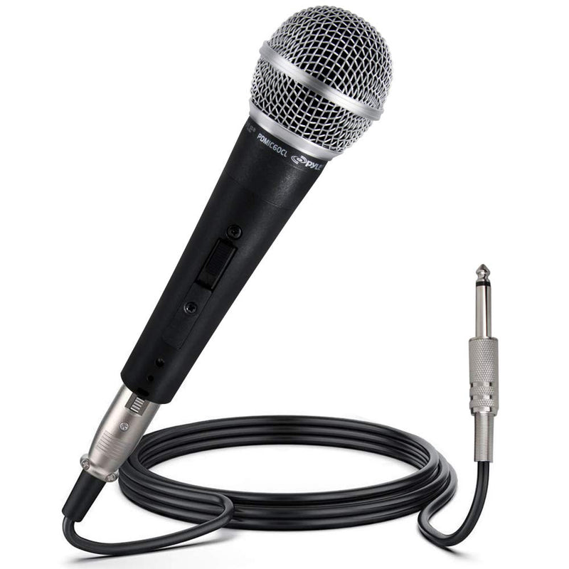 Pyle Professional Dynamic Vocal Microphone - Moving Coil Dynamic Cardioid Unidirectional Handheld Mi w/Microphone Stand - Universal Mic Mount with Heavy Compact Base, Height Adjustable