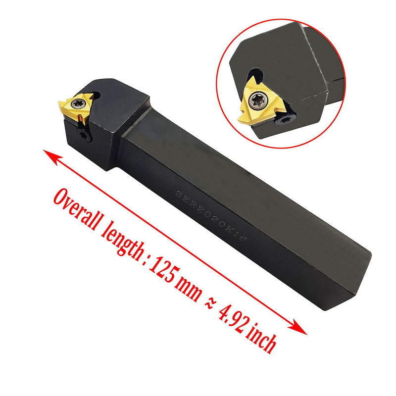 3/4" SER2020K16 + SEL2020K16 CNC Lathe Carbide Indexable Threading Turning Tool Holder with 2PCS 16ER / IR AG60 BP010 Indexable Carbide Turning Insert Blade + 2 Wrench T15