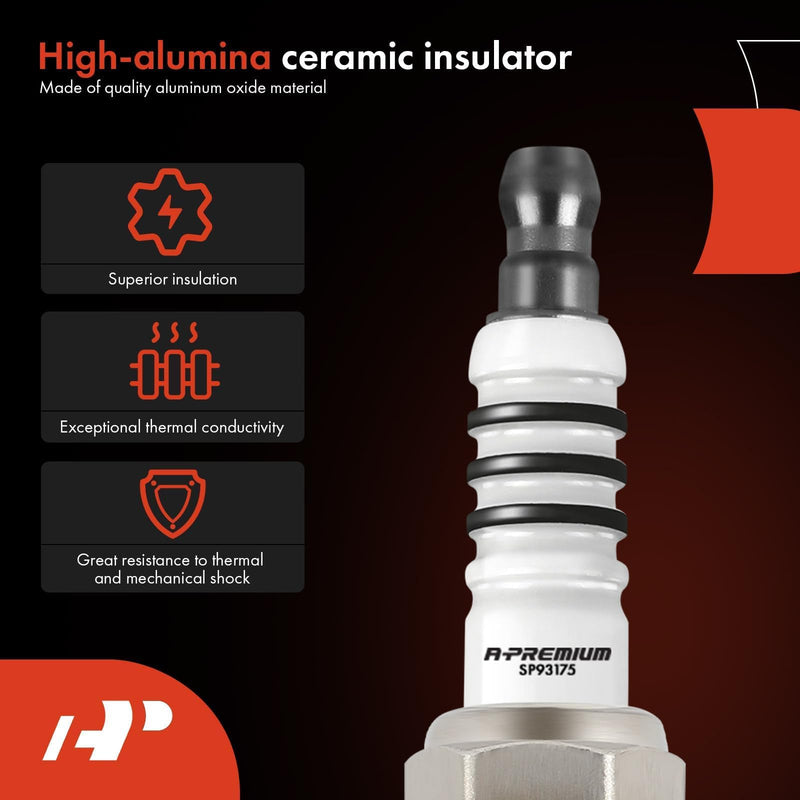A-Premium Iridium Platinum Spark Plugs Compatible with Honda CR-V, Civic, Accord, Crosstour & Hyundai Elantra, Elantra Coupe/GT, Sonata, Santa Fe, Santa Fe Sport, Tucson, Venue & Kia Soul, Pack of 4