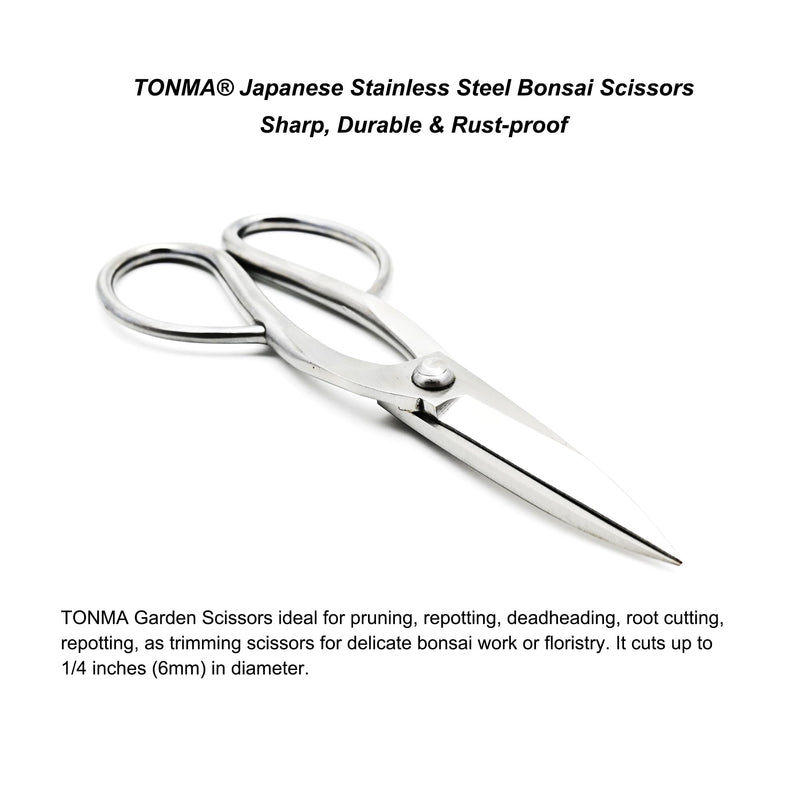 TONMA Ashinaga Bonsai Scissors [Made in Japan] 8 inch Soild Stainless Steel Hasami Pruning Shears Ultra Sharp & Rust-proof, Japanese Bonsai Garden Tools Ashinaga Bonsai Shears