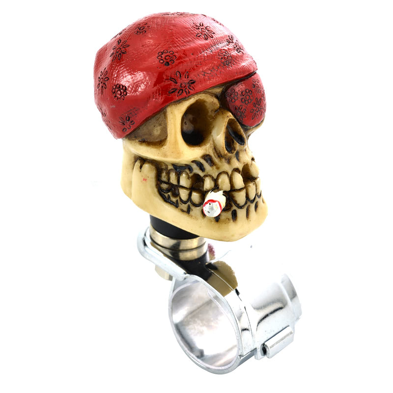 Lunsom Steer Control Turning Knob, Skull Steering Wheel Spinner Aid Helper Knob Driving Assist Grip Knob Power Handle Spinner Fit Vehicle (red) red
