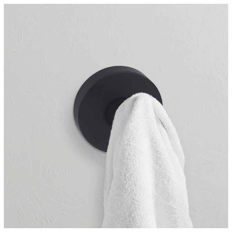 Nuk3y Luna Modern Round 4 Piece Bathroom Hardware Towel Bar Accessory Set (24"" Set, Matte Black) "24"" Set"