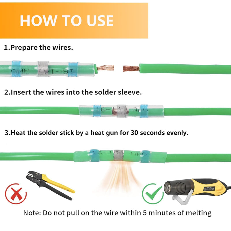 Upgraded 520PCS Solder Stick Wire Connectors with Heat Gun 450W, Solder Seal Wire Connectors Solderstick Waterproof Wire Connector Kit for Marine (26-6 Gauge) 521