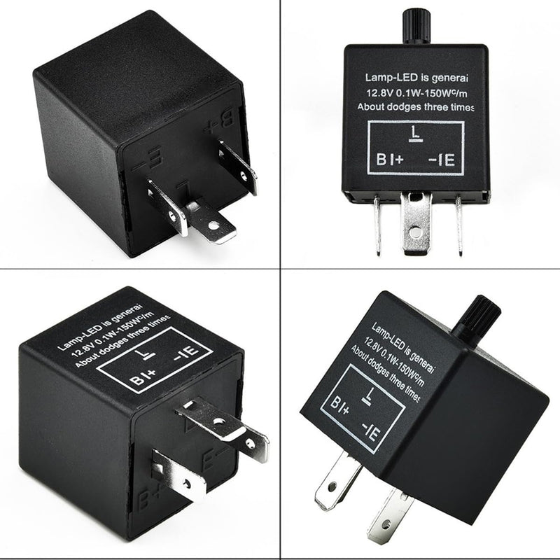AUCELI Car Flasher Relay, CF-13 3 Pin LED 12V Adjustable Vehicle Electronic Blinker Relay, Flasher Relay for LED Turn Signal Fixing Hyper Blink Flash, Universal Automotive Accessories