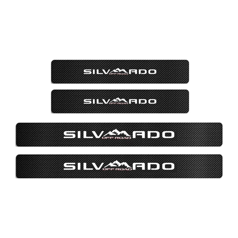 MAXDOOL 4Pcs Car Door Sill Protector Reflective 4D Carbon Fiber Sticker white