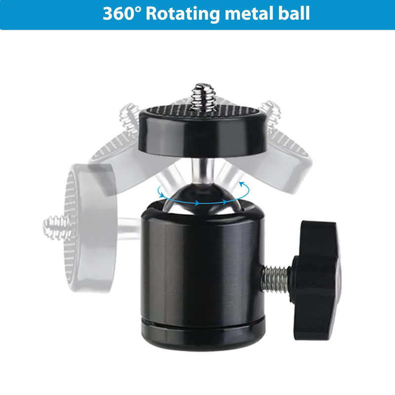 Daniob 4-Pack Mini Ball Head, Tripod Head with 1/4" hot Shoe, 360° Rotatable Ball Head Camera Mount Adapter, with Tripods, Light Bracket, SLR Cameras