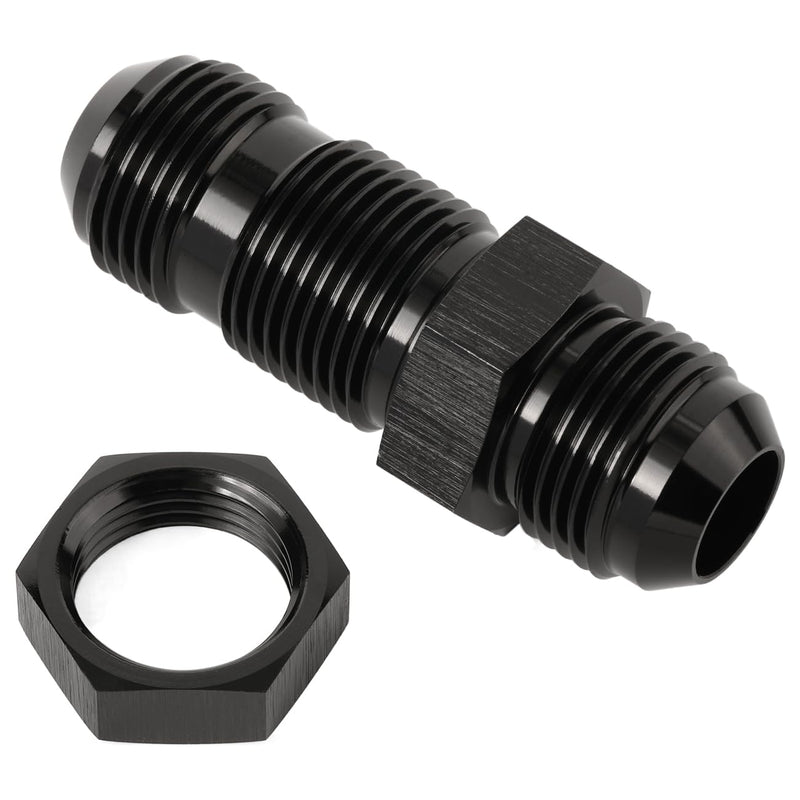 10AN Male Flare Straight Bulkhead Fitting Adapter with 10AN Nut Aluminum Black 10AN - Straight