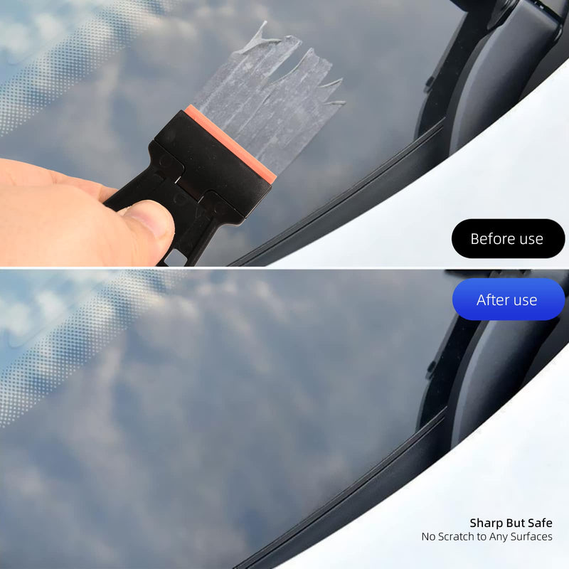 NEWISHTOOL Plastic Blades, Double Edged Plastic Blade, 300 PCS Replacement Blades Fit for Plastic Scraper and Safety Glass Scraper w/Standard Plastic Blades to Remove Label, Decals & Adhesive Residue Orange+black+blue