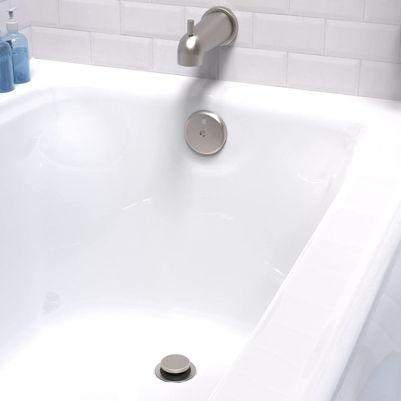 Plumb Pak K826-71DSBN Foot Lok Stop Style Universal Bath Drain Replacement Trim Kit, Brushed Nickel