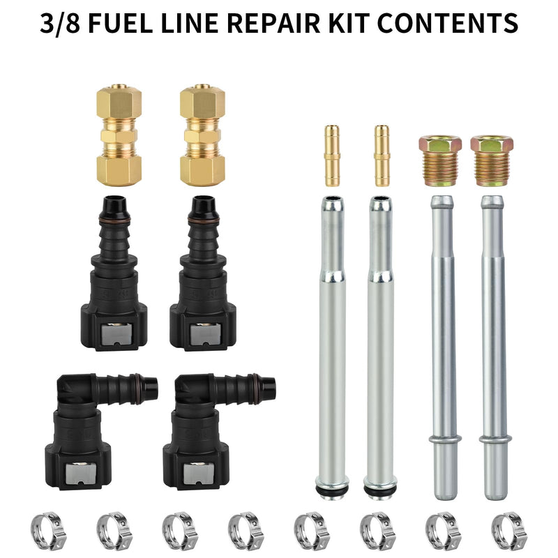 Mupera 3/8" Fuel Line Repair Kit - Premium Nylon Fuel Line Replacement Kit, FLK-38 Automotive Nylon or Steel Fuel Line Tubing Kit for Cars, Trucks, and SUVs AIRKIT-3/8