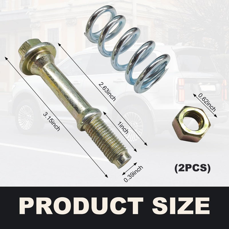 2 PCS Exhaust Bolt and Spring, Automotive Premium Grade Exhaust Spring Screw with Nut, Universal Exhaust Spring Bolt Suitable for Cars Trucks and SUVs, Car Accessories