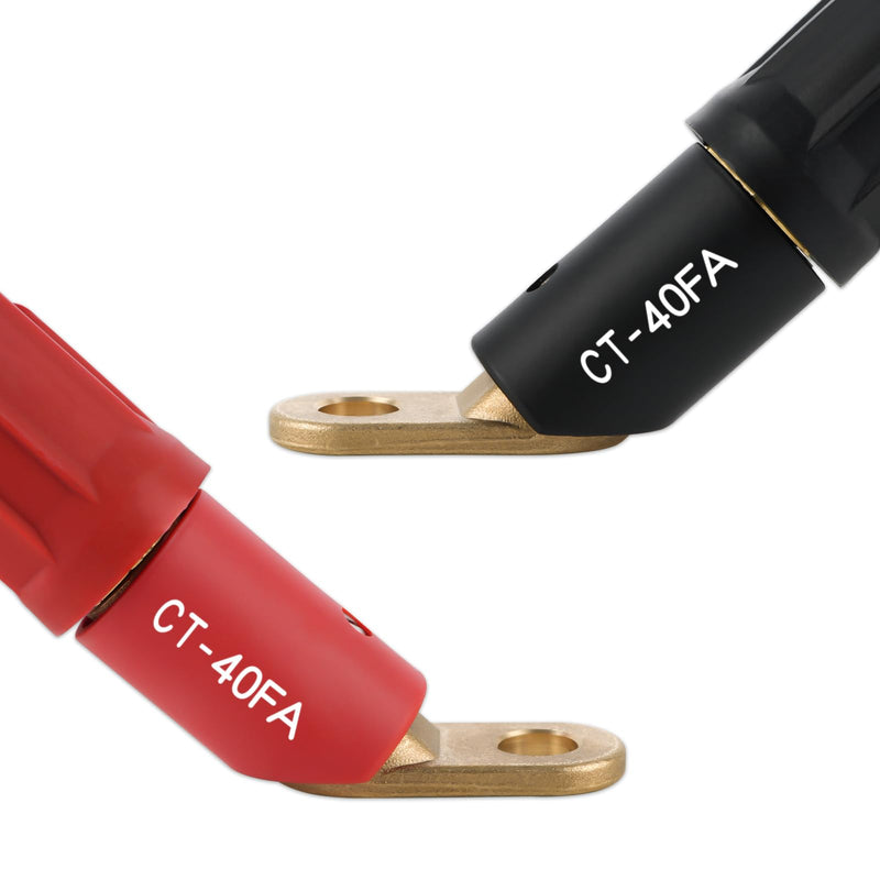 CT-40FA Welding Terminals & LC-40 Male Cable Connectors, Welder Leads Connector Set for Welding Machine Accessories, 1/0 Thru 2/0 Cable Capacity 350 Amp 50-70 SQ-MM Black & Red 2-Set LC40 Male & CT-40FA 2-PK