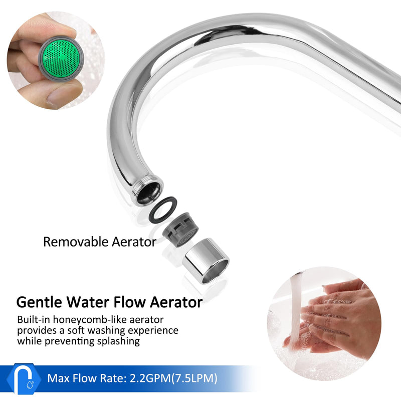 4" Center Commercial Bar Sink Faucet, 2-Hole Deck Mount Utility Sink Faucet with 6" Gooseneck Swivel Spout & Dual Lever Handles for Laundry Tub RV Bar Sink, Brass Constructed, Chrome
