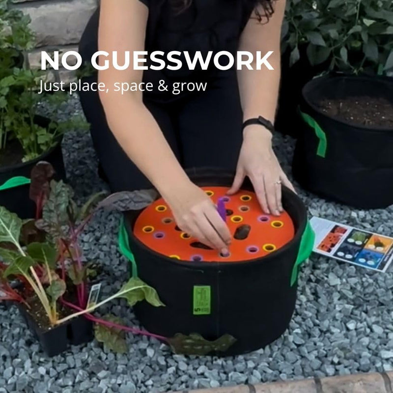 Round Seed Planting Template – Patented Color-Coded Garden Spacing Tool Kit with Seed & Seedling Spacer, Dibber with Seed Spoon & Laminated Vegetable Growing Guide