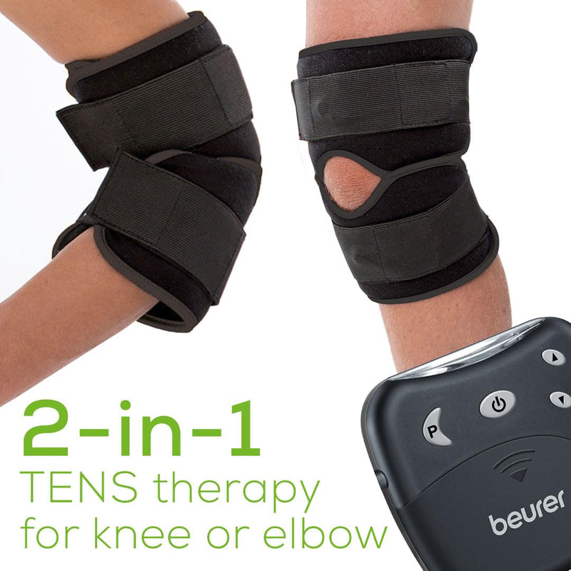 Beurer EM29 2-in-1 Knee and Elbow TENS Machine for Pain Relief with 20 Intensity Levels, 4 Programs, and Reusable Water Contact Electrodes, Digital Muscle Stimulator Device EM29 - Knee and Elbow