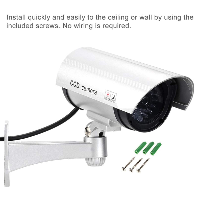 SUNGOOYUE Fake Security Camera Engineering Plastic Dummy Security Camera with Flashing Red LED Rotatable 0 to 90 and 360 Bracket Easy Install for Home Office Shop Garden Outdoor
