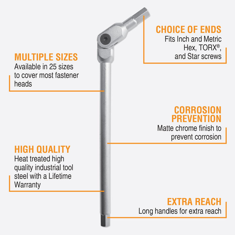 Bondhus K10 HEX-PRO Pivot Head Wrench Set,Incl Sizes: 3, 4, 5, 6, 8 & 10mm 6PC, One Size