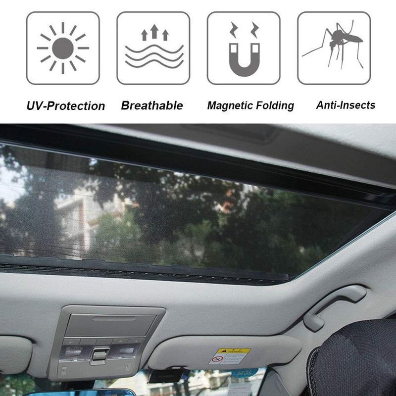 Magnetic Car Sunroof Sun Shade Breathable Mesh, Car roof Cover for Overnight Camping, Quick Install, UV Sun Protection for Moonroof and Side Window 39"x25" Sunroof Cover