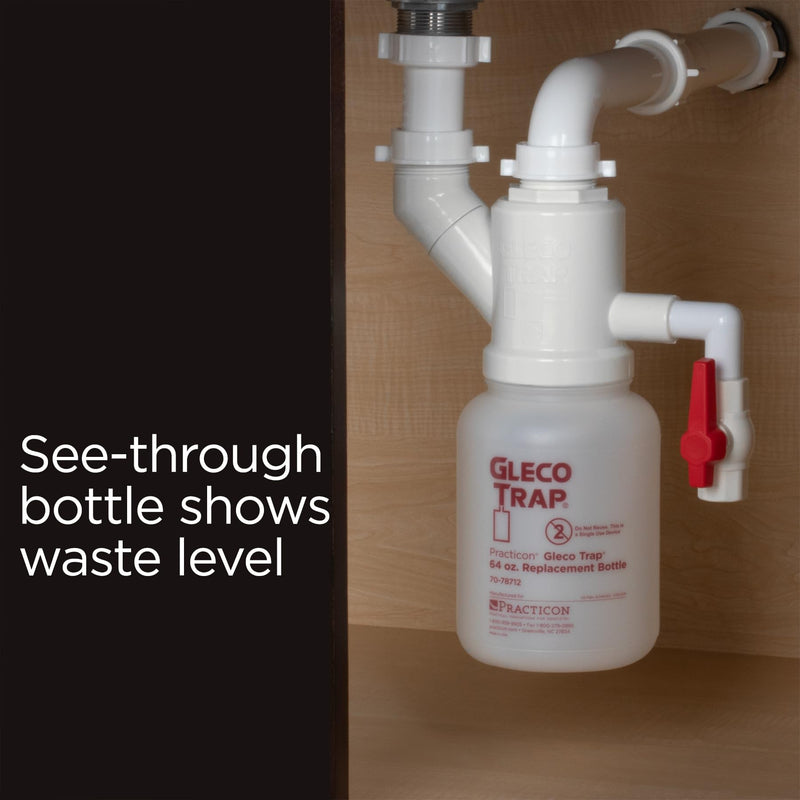 Practicon 7078712 Gleco Trap Replacement Bottle, 64 oz., Pack of 6 Replacement Bottles