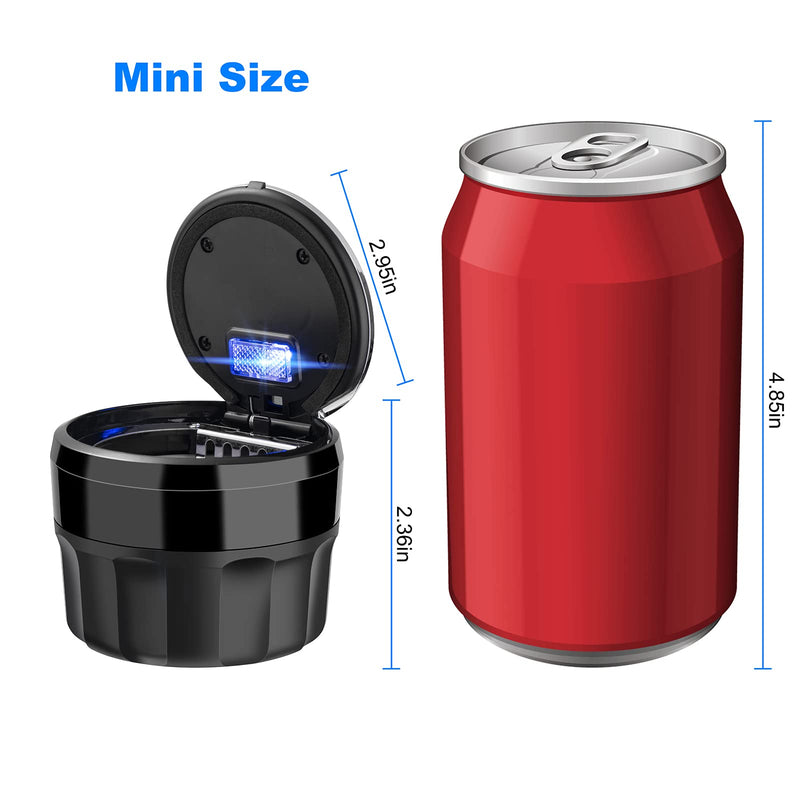 Car Mini Ashtray with Lid Easy Clean Up Detachable Auto Ashtray for Most Car Cup Holder Home Office Black 2
