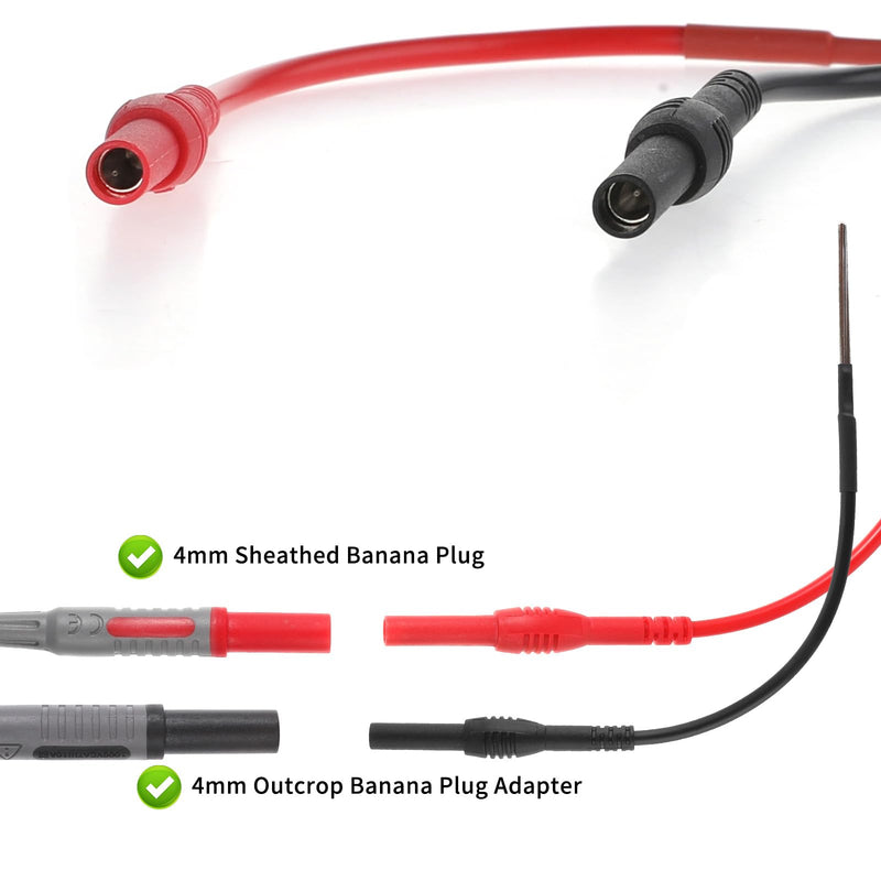 Flexible Spoon Back Probe, 4PCS Multimeter Leads Kit Silicon Flexible Test Back Probe Pins Test Wire Kit Power Probes Compatible with 4mm Banana Plug for Wire Piercing Car Repairing Electrical Testing 4