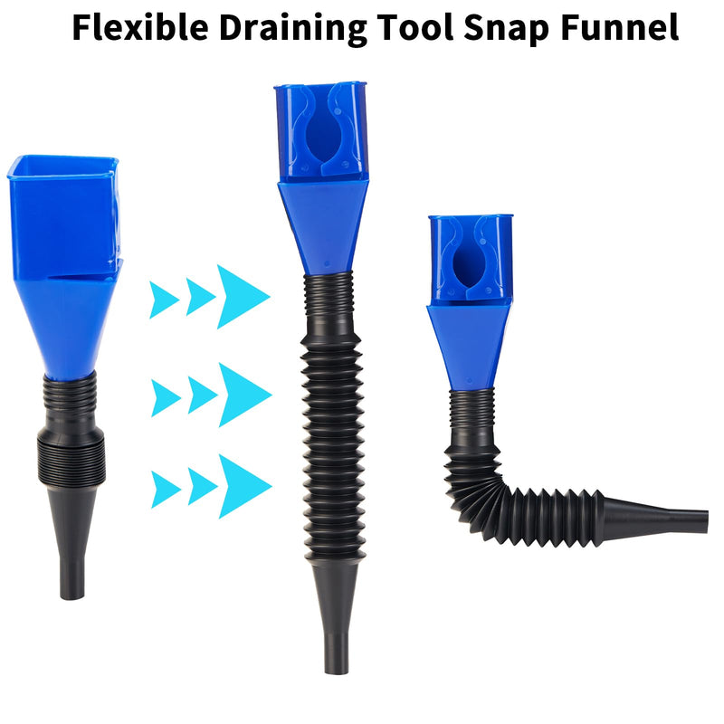 Flexible Draining Tool Snap Funnel,5Pcs Retractable Automotive Fuel Funnel,Universal Plastic Clasp Funnel,Oil Snap for Cars and Motorcycles 5PCS
