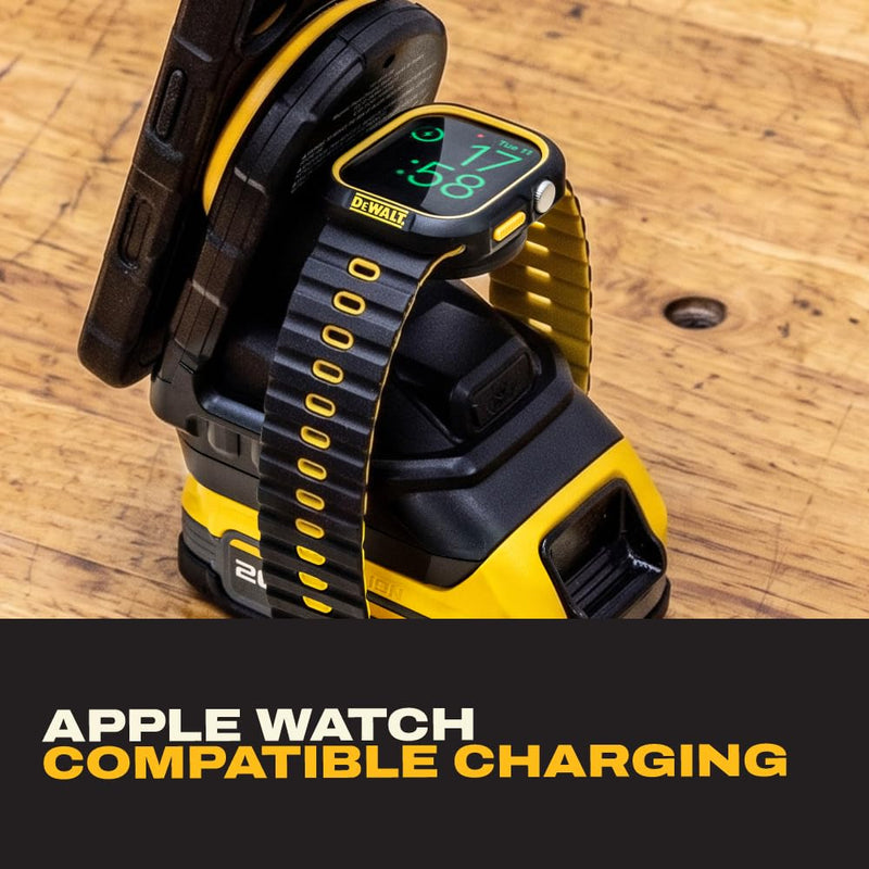 DEWALT 2-in-1 Magnetic Wireless Charger for Phone & Apple Watch – Compatible with 20V MAX Batteries, MagSafe Charging Stand, USB-C Powered, Portable Wireless Charging Station (Battery Sold Separately) 2-in-1 Charger