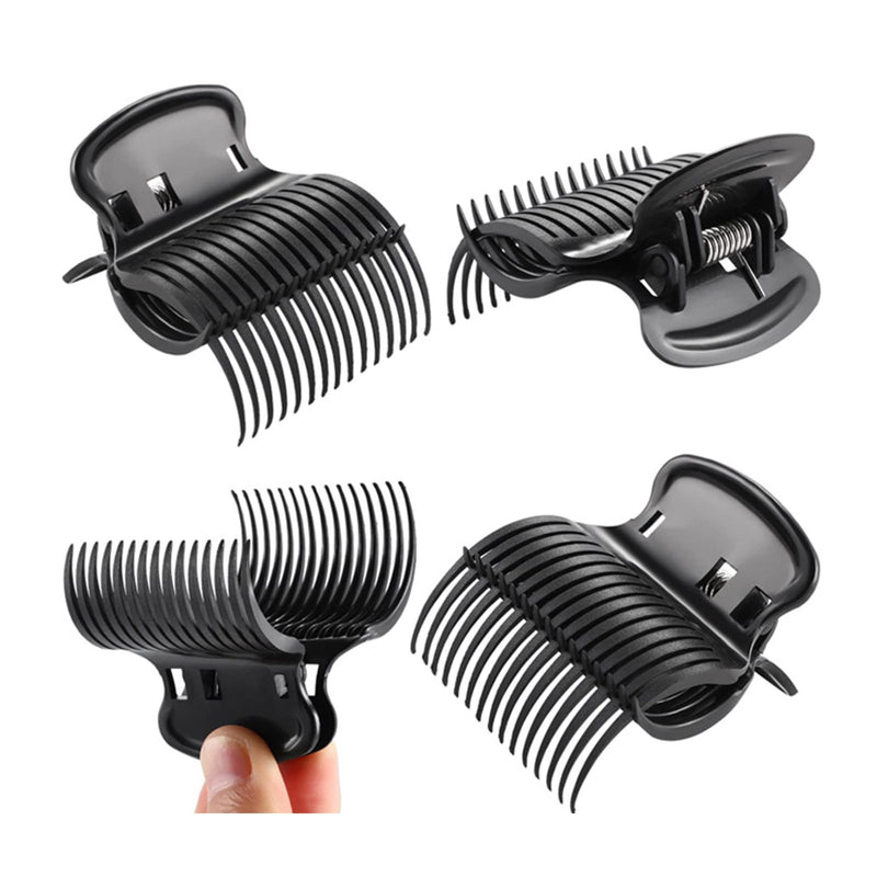  [AUSTRALIA] - Hair Roller Clips - ShiningUU 12 Pcs Heat Resistant Plastic Claws for Hair Rollers | Blow Dry Clip & Heated Roller Clips for Salon & Home Styling (Black)