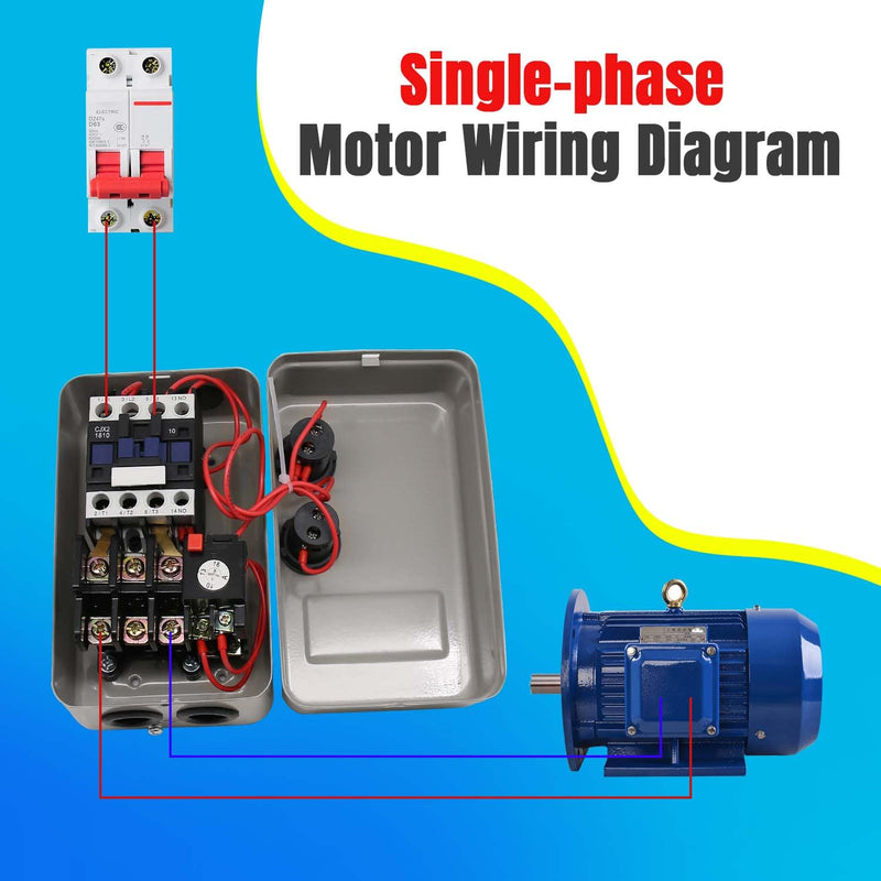 Magnetic Electric Motor Starter - 220/240V 4KW 10-16AMP - 5.5 HP Single Phase Magnetic Starter for Motors (Button Switch) 220V 4KW 5.5 HP 1 Phase(Button Switch)