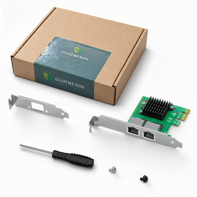 GLOTRENDS LE8102H 2-Port RJ45 Gigabit Network Card for Soft Router, NAS Link Aggregation, Network Isolation, etc