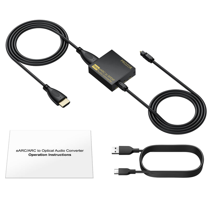 PROZOR eARC/ARC to Optical Audio Extractor, Enhanced eARC Audio Converter Supports Dolby/DTS 5.1, 192KHz HDMI eARC/ARC to Optical Toslink Adapter for TV to Soundbar Amplifier Home Theater 7ft Long eARC/ARC to Optical 7ft