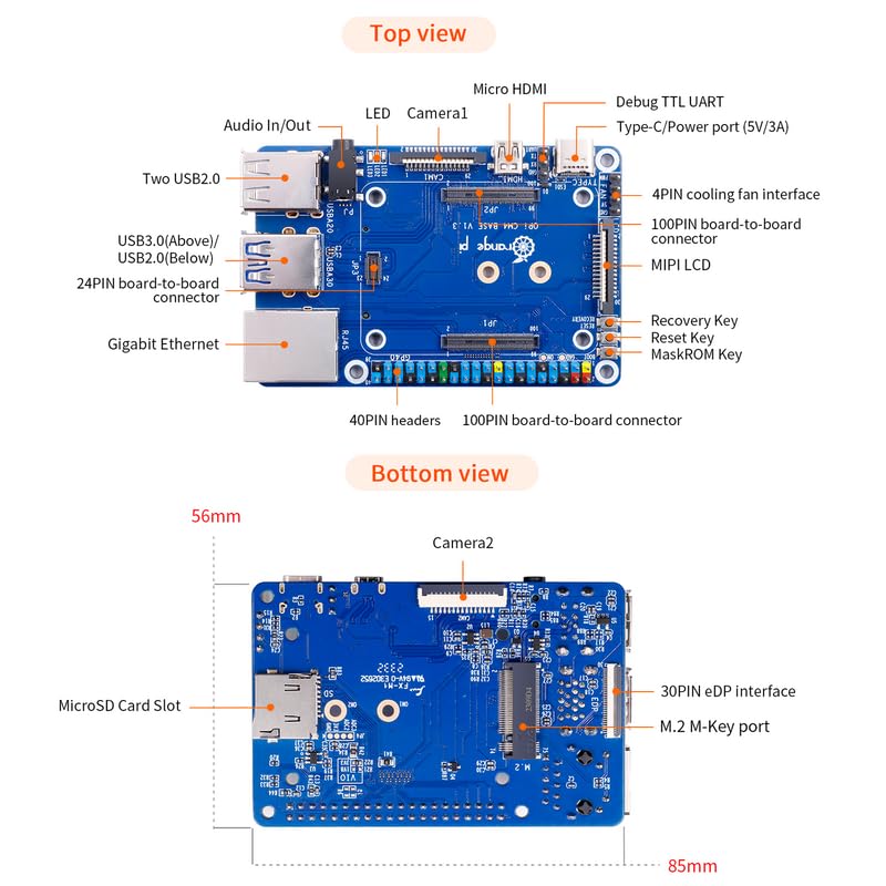 Orange Pi Compute Module 4 4GB+32GB, Rockchip RK3566 Quad-Core 64-Bit Single Board Computer, Orange Pi CM4 4GB RAM 32GB eMMC Flash, Support 2.4/5.0GHz Wi-Fi & Bluetooth 5.0 (CM44G32G) CM44G32G