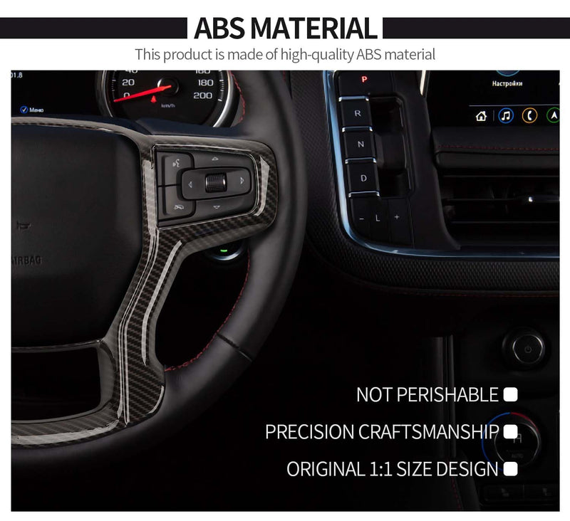 Voodonala for Chevy Silverado Steering Wheel Panel Cover Interior Steering Wheel Accessories Compatible with Chevy Silverado 1500 2019-2024 Suburban 2020+ Tahoe 2021+(1Pc,ABS,Carbon Fiber Black) Carbon Fiber Black 2019+ Model B