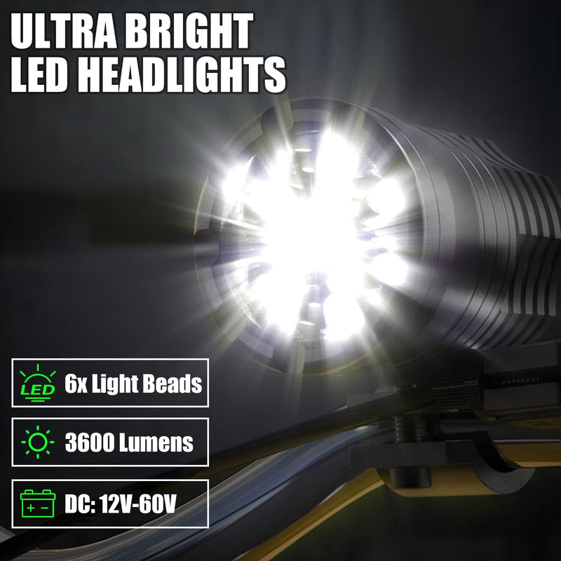  [AUSTRALIA] - Motorcycle Driving Lights 12-60V 40W 3600LM LED Fog Lights for ATV UTV Bike Car Truck Boat Forklift Waterproof LED Spotlights with 6 Light Beads High Low Strobe Beam Switch Universal (Black 2) Black 2
