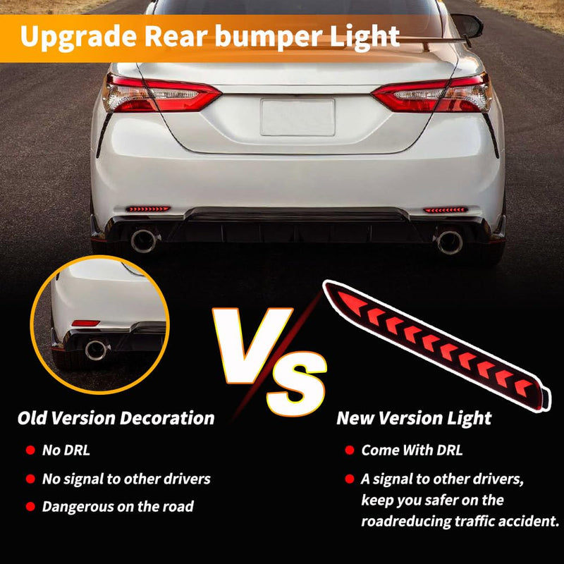 Led Rear Bumper Reflector Brake Tail Light Brake Lighting Kit Lamp Sequential Turn Signal Light For 2006-2014 Toyota Camry,2005-2006 Wish,2012-2015 Innova,2003-2009 Lexus GX470 Style D