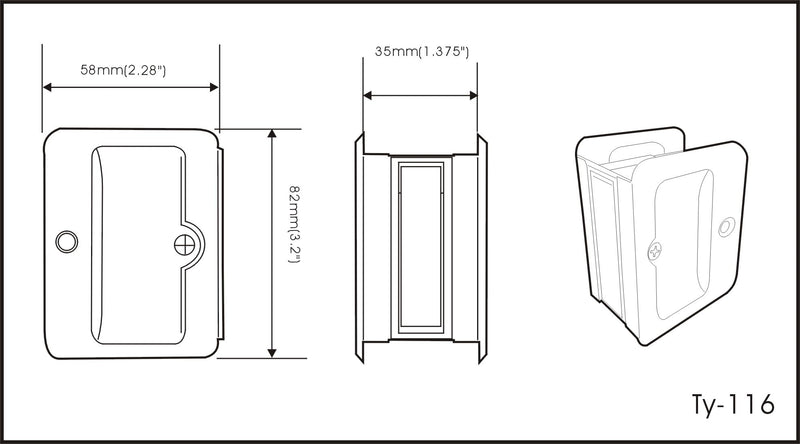 QCAA Premium Quality Solid Brass Rectangular Pocket Sliding Door Pull, Passage Lock, 3-1/4''X2-1/4'', Aged Classic Bronze, 1 Pack, Made in Taiwan 1 Pack(Passage Lock)