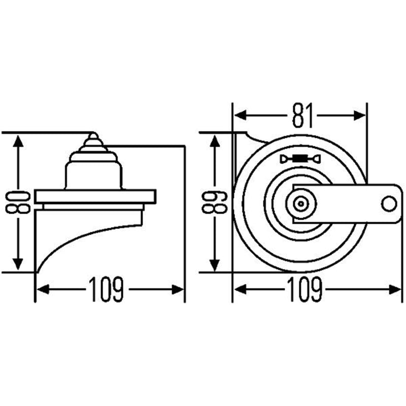 HELLA 007424801 Twin Trumpet High/Low Tone 12V Horn Kit with Bracket, Red Universal / High & Low Kit