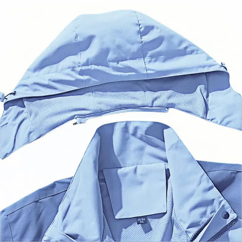 Men's Rain Jacket Hooded Waterproof Raincoat Lightweight Windbreaker Medium Blue
