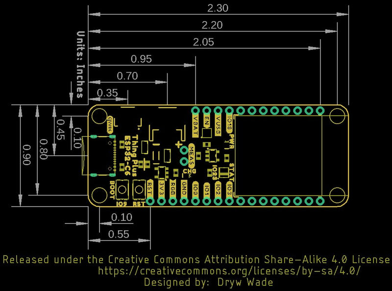 SparkFun Thing Plus - ESP32-C6, ESP32-C6 WROOM-1-N16 module with wireless capabilities and a single core Microprocessor, USB-C and SD, Dimensions: 2.55" x 0.9"