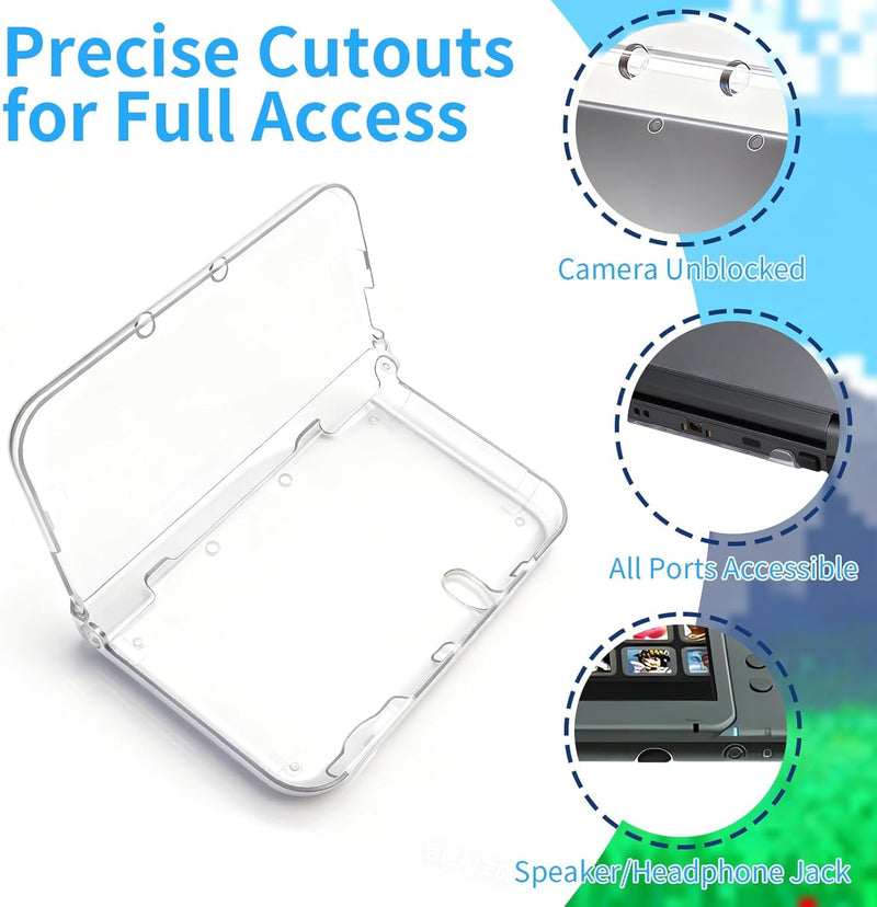 QUBAMG 6-1 Accessories Kit Compatible with New Nintendo 3DS XL/LL, Hard EVA Carrying Case, Clear PC Protective Case, Charger Cable, 4 Replacement Stylus Pens, Screen Protector Set, Cleaning Wipes, Full Protection Bundle